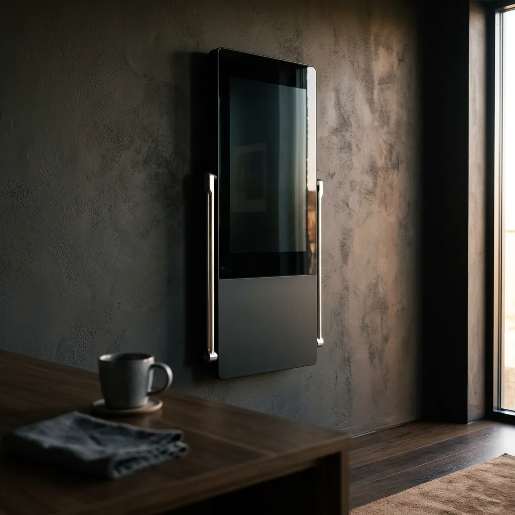 A newly installed VANTA panel on a charcoal wall with morning light across it