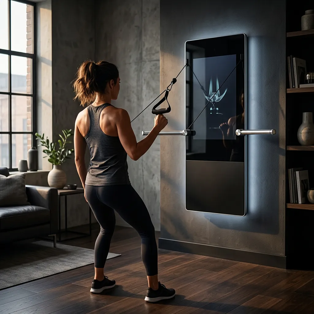 A member mid-set at the VANTA Studio in a sunlit modern living room